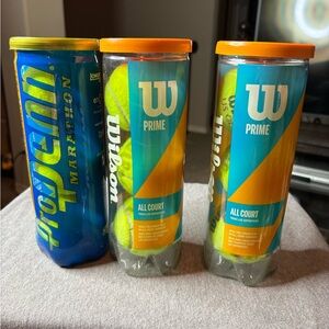 BUNDLE Wilson Prime and Pro Penn Tennis Balls in Orange and Blue Cans Sporty
